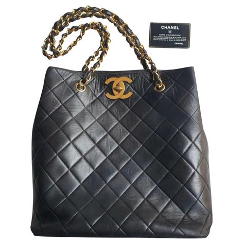 chanel black leather tote bag|chanel black bag price.